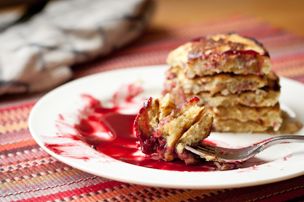 Walnut-Wheatgerm Silver Dollar Pancakes + Blackberry Syrup | Blogging Over Thyme