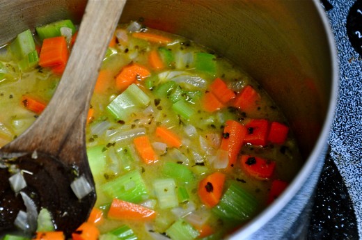 Faux Chicken Rice-Noodle Soup