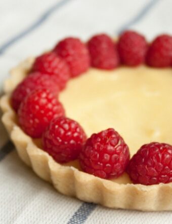 Mini Meyer Lemon Tart with Fresh Raspberries