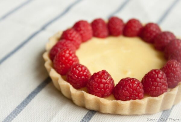 Mini Meyer Lemon Tart with Fresh Raspberries