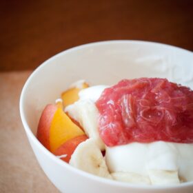 Rhubarb Compote with Yogurt and Fresh Fruit