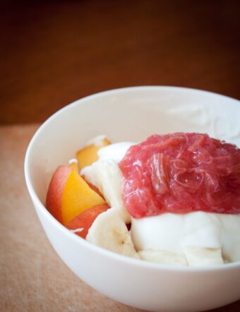 Rhubarb Compote with Yogurt and Fresh Fruit