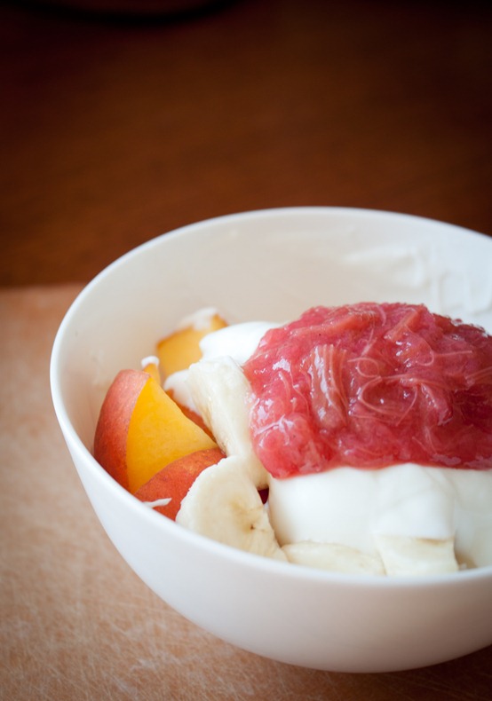 Rhubarb Compote with Yogurt and Fresh Fruit