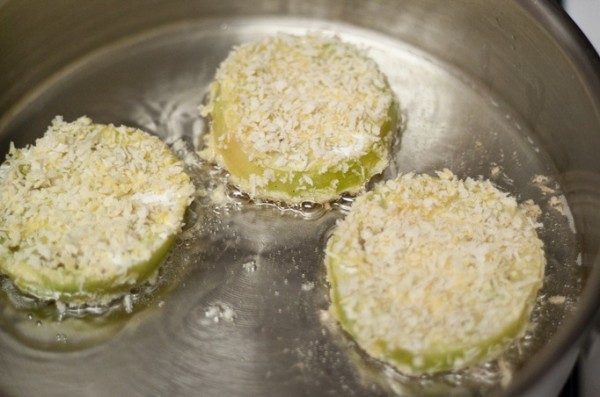 Fried Green Tomatoes in Pan