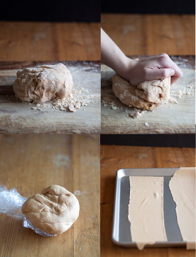 kneading pasta dough