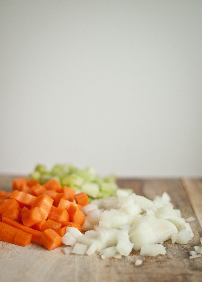 mirepoix on cutting board