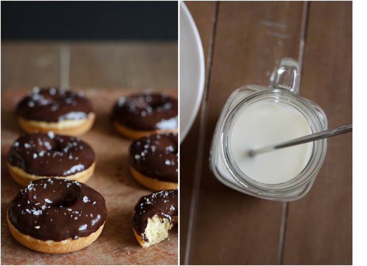 Baked Olive Oil Doughnuts with Dark Chocolate Glaze