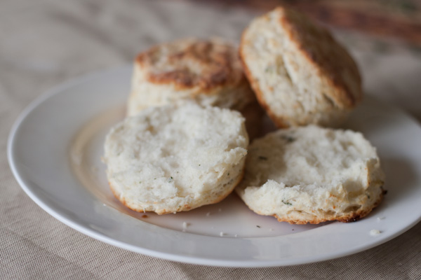 Halved Parmesan Thyme Buttermilk Biscuits