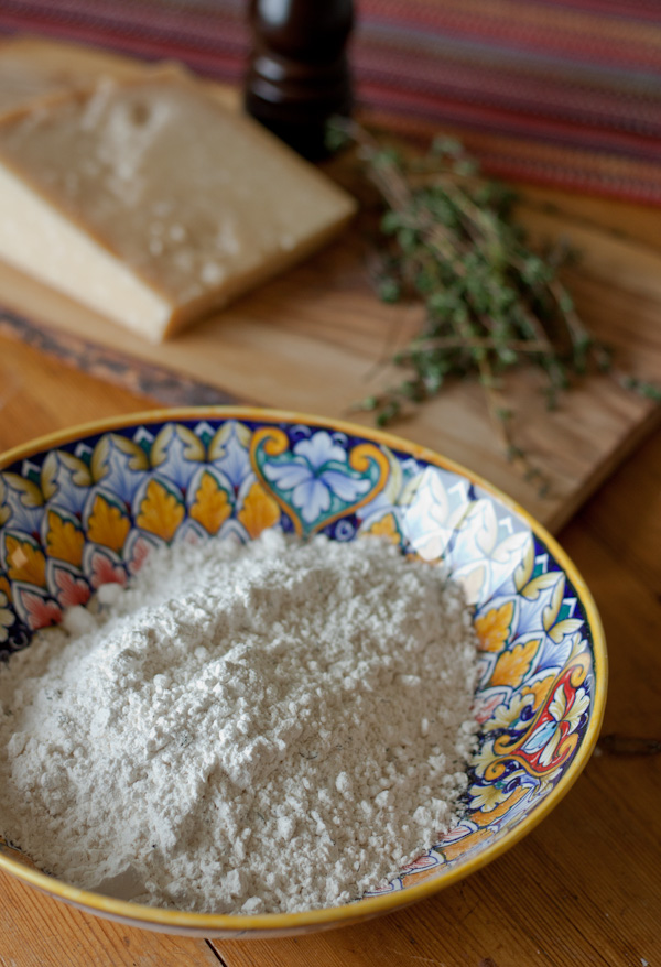 Dry Ingredients for Parmesan Thyme Biscuits