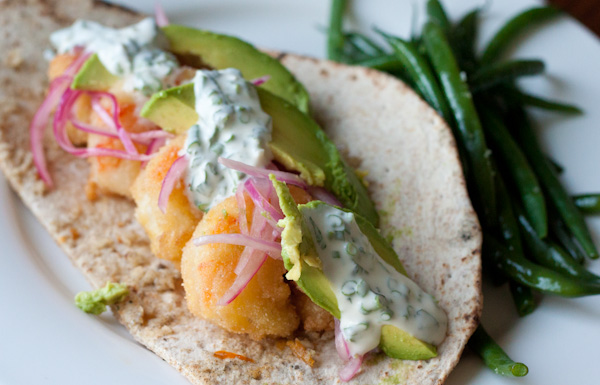 Baco Mercat's Fried Shrimp Flatbreads with Spicy Cardamom Sauce >> Blogging Over Thyme