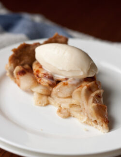 Slice of Rustic French Apple Tart with Ice Cream