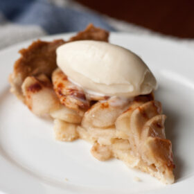 Slice of Rustic French Apple Tart with Ice Cream