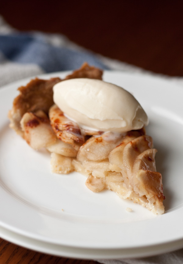 Slice of Rustic French Apple Tart with Ice Cream