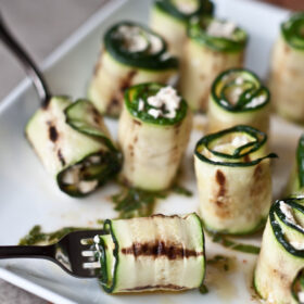 Zucchini Bites with Goat Cheese and Harissa