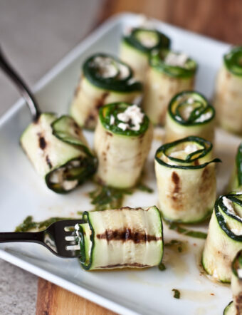 Zucchini Bites with Goat Cheese and Harissa