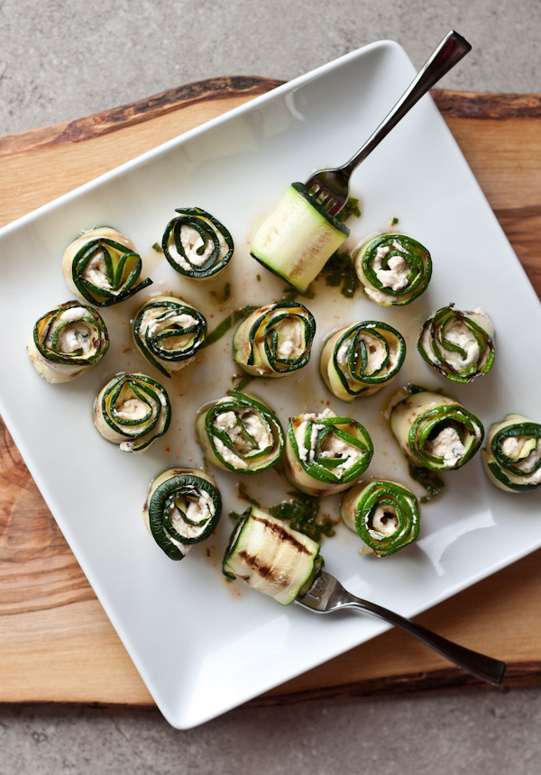 Zucchini Bites with Goat Cheese and Harissa