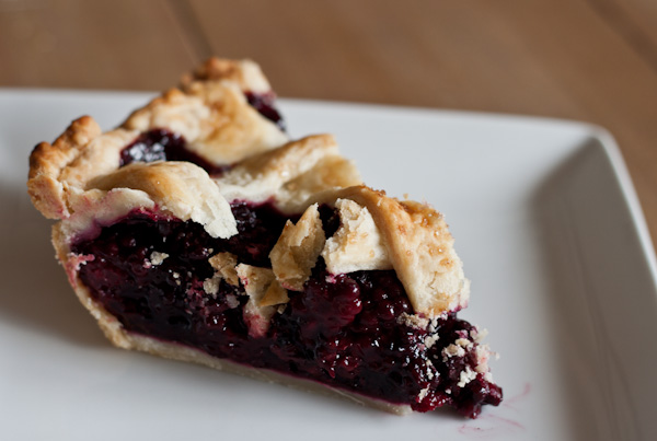 Slice of Blackberry Ginger Lattice Pie