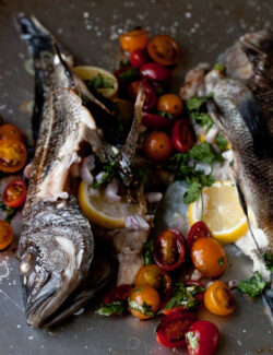Baked Sea Bass with Tomatoes