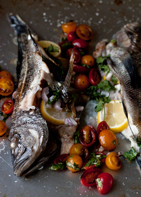 Baked Sea Bass with Tomatoes