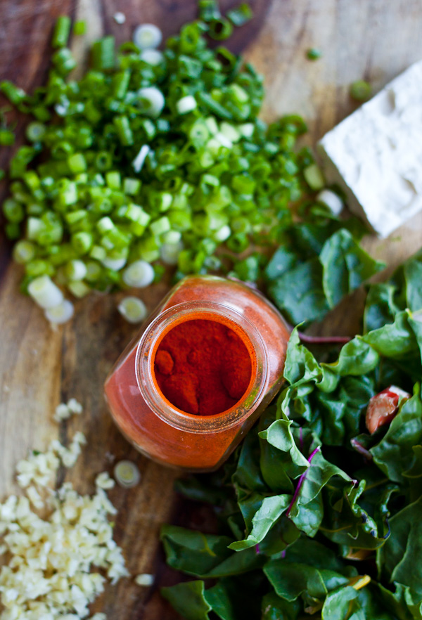 Swiss Chard and Feta Phyllo Purse Ingredients