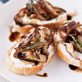 Roasted Mushroom Crostini with Whipped Ricotta