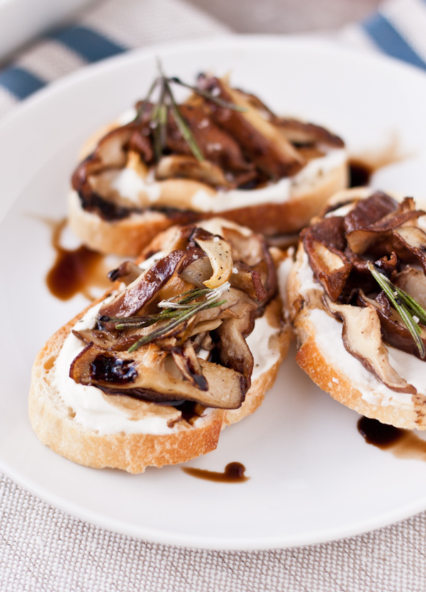 Roasted Mushroom Crostini with Whipped Ricotta