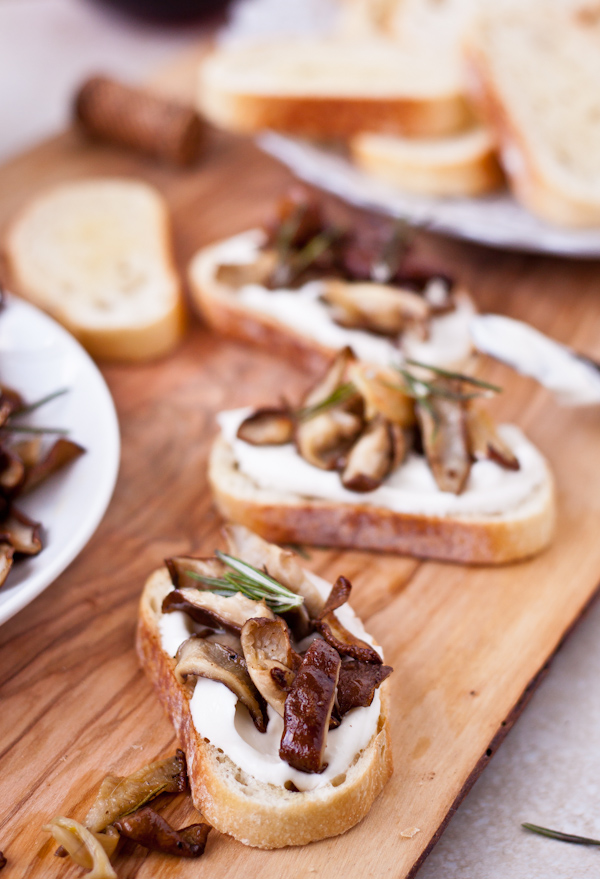 Roasted Mushroom Crostini with Whipped Ricotta