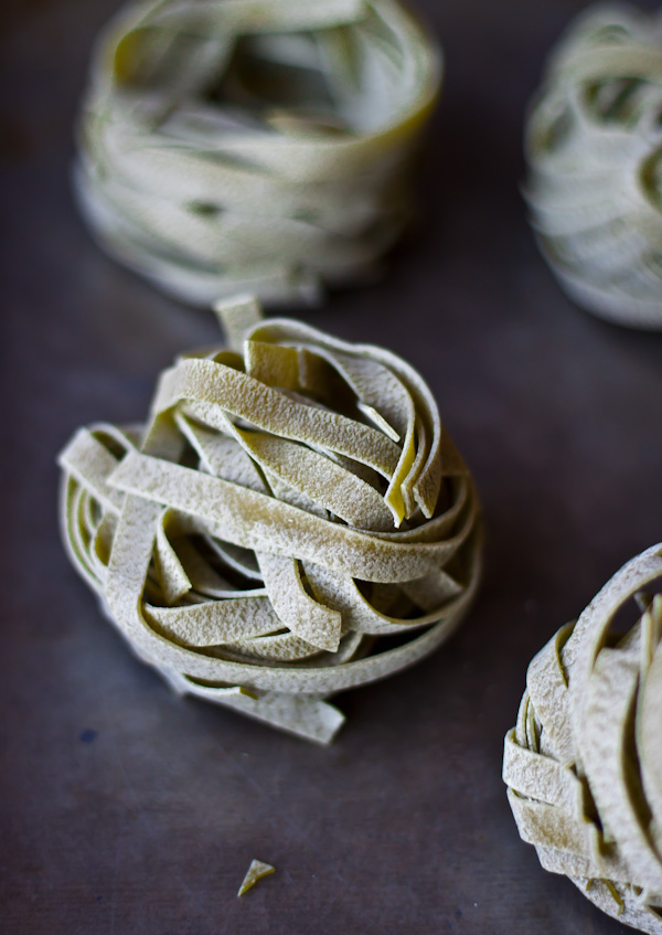 Spinach Fettuccine Bundles