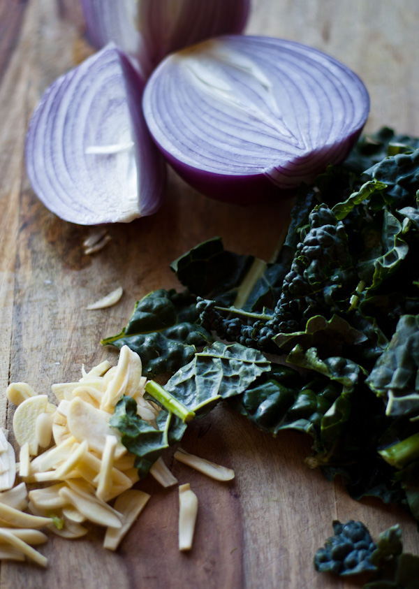 Lacinato Kale Onion and Garlic