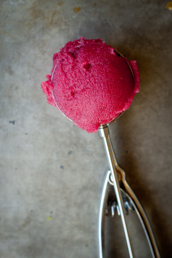 Homemade Pomegranate Sorbet in Scoop