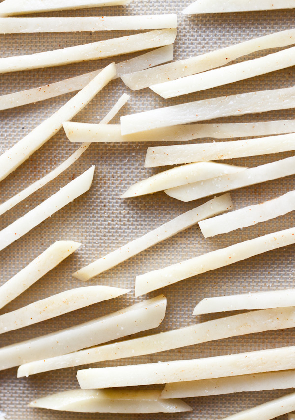 Potato Matchsticks on Baking Sheet