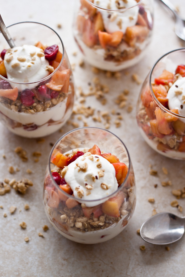 Honey Yogurt Parfait with Cranberry Apple Compote 