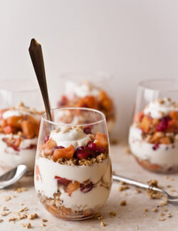 Honey Yogurt Parfait with Cranberry Apple Compote