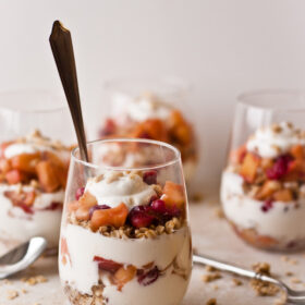 Honey Yogurt Parfait with Cranberry Apple Compote