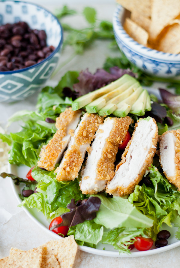 Tortilla Crusted Chicken Salad with Cilantro Dressing