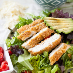 Tortilla Crusted Chicken Salad with Cilantro Dressing