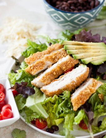 Tortilla Crusted Chicken Salad with Cilantro Dressing