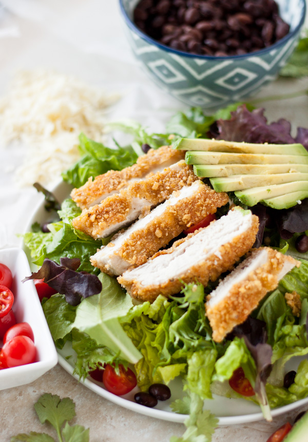 Tortilla Crusted Chicken Salad with Cilantro Dressing