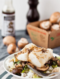 Turbot with Mushrooms, Ginger, and Soy Broth