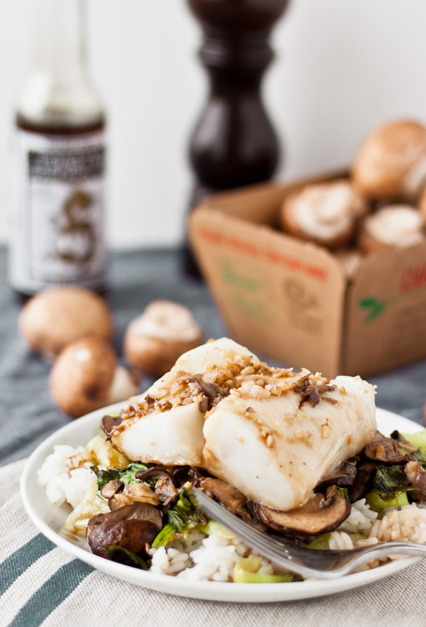 Turbot with Mushrooms, Ginger, and Soy Broth