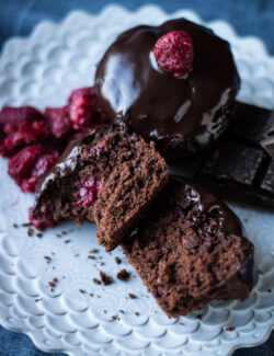 Dark Chocolate Chunk Raspberry Muffins