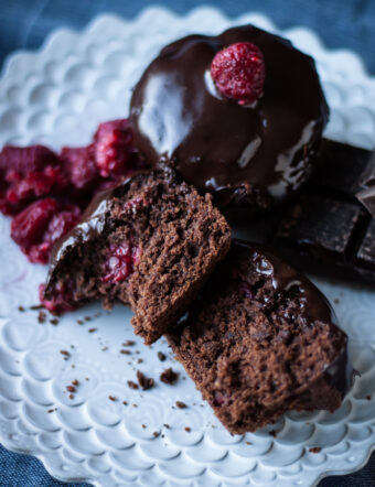 Dark Chocolate Chunk Raspberry Muffins