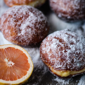 Grapefruit Curd Stuffed Doughnuts