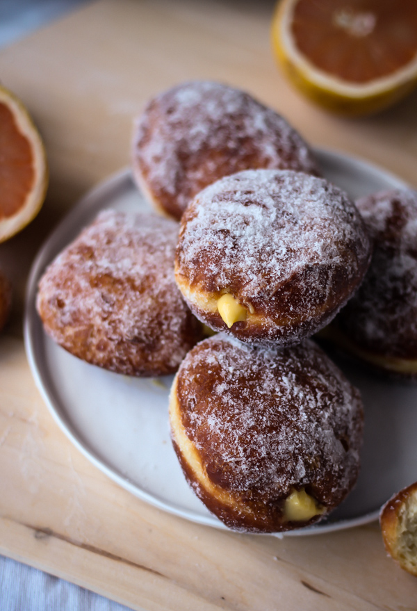 Grapefruit Curd Stuffed Doughnuts