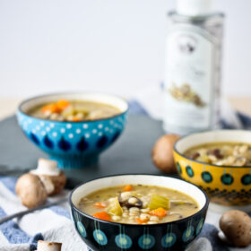 Mushroom Barley Soup with White Truffle Oil