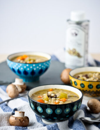 Mushroom Barley Soup with White Truffle Oil