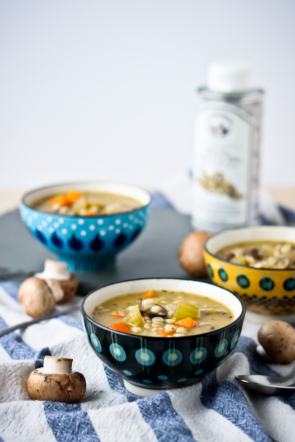 Mushroom Barley Soup with White Truffle Oil