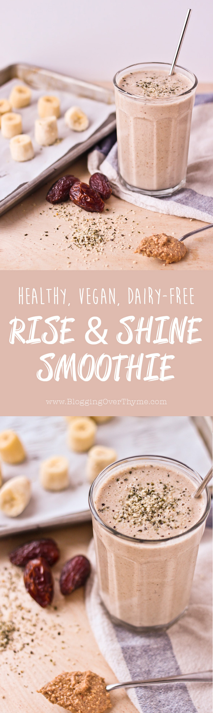 Rise and Shine Smoothie. A healthy, vegan, dairy-free breakfast smoothie packed with nutritious ingredients!