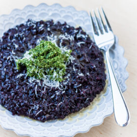 Forbidden Rice Risotto with Kale Pesto