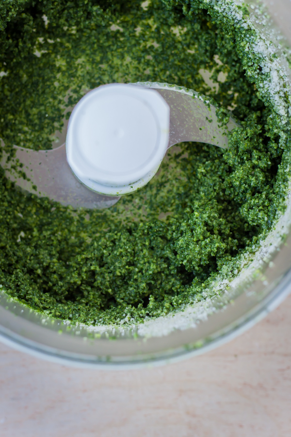 Kale Pesto in Food Processor Bowl